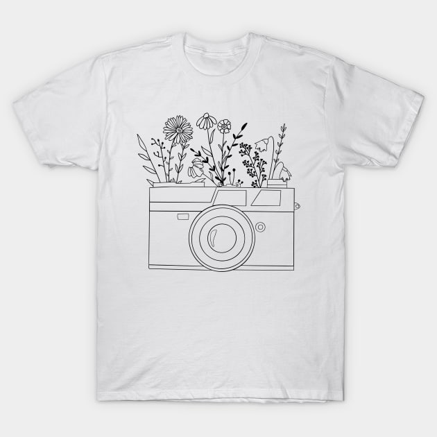 Wildflowers Camera T-Shirt by Designs by Katie Leigh